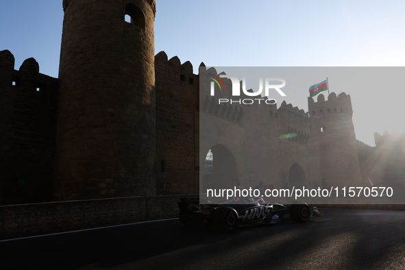 Oliver Bearman of Haas during second practice ahead of the Formula 1 Grand Prix of Azerbaijan at Baku City Circuit in Baku, Azerbaijan on Se...