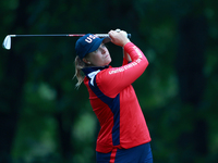 GAINESVILLE, VIRGINIA - SEPTEMBER 13: Lauren Coughlin of the United States looks down the fairway from the 9th tee during Day One of the Sol...