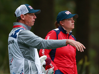 GAINESVILLE, VIRGINIA - SEPTEMBER 13: Lauren Coughlin of the United States looks down the fairway from the 9th tee during Day One of the Sol...