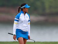 GAINESVILLE, VIRGINIA - SEPTEMBER 13: Celine Boutier of Team Europe walks on the 9th green during Day One of the Solheim Cup at Robert Trent...