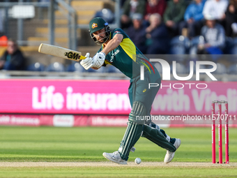 Matthew Short of Australia faces the opening delivery from Reece Topley of England during the Second Vitality T20 International match betwee...