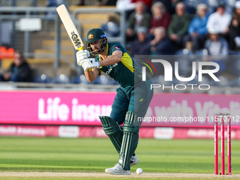 Matthew Short of Australia faces the opening delivery from Reece Topley of England during the Second Vitality T20 International match betwee...