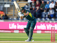 Matthew Short of Australia faces the opening delivery from Reece Topley of England during the Second Vitality T20 International match betwee...