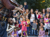 Street performance by the artists from Bologna, Italy, GRANDE CANTAGIRO BARATTOLI, in the center of Sofia, Bulgaria, on September 13, 2024,...