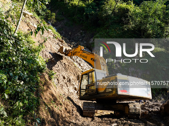 Landslides occur due to heavy rainfall in Taplejung, Nepal, on September 08, 2024 (