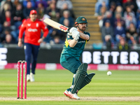 Travis Head of Australia hits the ball to the boundary for 4 during the Second Vitality T20 International match between England and Australi...