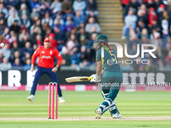 Matthew Short of Australia is in action during the Second Vitality T20 International match between England and Australia in Cardiff, Wales,...