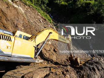 Landslides occur due to heavy rainfall in Taplejung, Nepal, on September 08, 2024 (