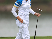 GAINESVILLE, VIRGINIA - SEPTEMBER 13: Albane Valenzuela of Team Europe walks off of the 9th green after putting during Day One of the Solhei...