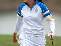 GAINESVILLE, VIRGINIA - SEPTEMBER 13: Albane Valenzuela of Team Europe walks off of the 9th green during Day One of the Solheim Cup at Rober...