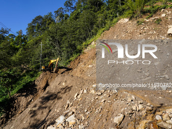 Landslides occur due to heavy rainfall in Taplejung, Nepal, on September 08, 2024 (