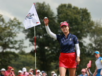 GAINESVILLE, VIRGINIA - SEPTEMBER 13: Rose Zhang of the United States reacts to her putt on the third green during Fourball Matches on Day O...