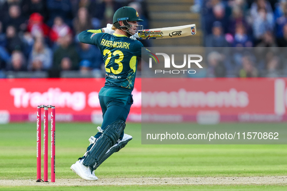 #23, Jake Fraser-McGurk of Australia in action with the bat during the Second Vitality T20 International match between England and Australia...