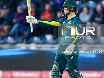 #23, Jake Fraser-McGurk of Australia celebrates his half-century during the Second Vitality T20 International match between England and Aust...