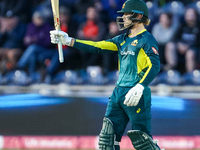 #23, Jake Fraser-McGurk of Australia celebrates his half-century during the Second Vitality T20 International match between England and Aust...