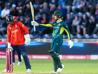 #23, Jake Fraser-McGurk of Australia celebrates his half-century during the Second Vitality T20 International match between England and Aust...