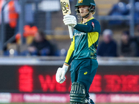 #23, Jake Fraser-McGurk of Australia celebrates his half-century during the Second Vitality T20 International match between England and Aust...