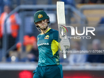 #23, Jake Fraser-McGurk of Australia celebrates his half-century during the Second Vitality T20 International match between England and Aust...