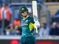 #23, Jake Fraser-McGurk of Australia celebrates his half-century during the Second Vitality T20 International match between England and Aust...