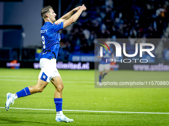 FC Den Bosch player Torles Knoll scores the 1-0 and celebrates the goal during the match between Den Bosch and ADO at De Vliert for the Keuk...