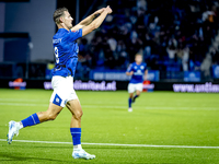 FC Den Bosch player Torles Knoll scores the 1-0 and celebrates the goal during the match between Den Bosch and ADO at De Vliert for the Keuk...