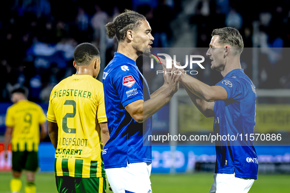 FC Den Bosch player Torles Knoll scores the 1-0 and celebrates the goal during the match between Den Bosch and ADO at De Vliert for the Keuk...