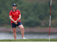 GAINESVILLE, VIRGINIA - SEPTEMBER 13: Ally Ewing of the United States looks over the 9th green during Day One of the Solheim Cup at Robert T...