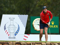 GAINESVILLE, VIRGINIA - SEPTEMBER 13: Ally Ewing of the United States looks from the 9th tee during Day One of the Solheim Cup at Robert Tre...