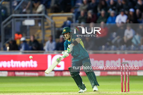 Josh Inglis of Australia hits the ball to the boundary for 4 during the Second Vitality T20 International match between England and Australi...