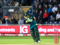 Josh Inglis of Australia hits the ball to the boundary for 4 during the Second Vitality T20 International match between England and Australi...