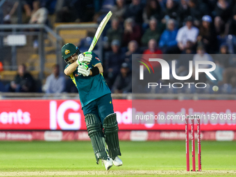 Josh Inglis of Australia hits the ball to the boundary for 4 during the Second Vitality T20 International match between England and Australi...