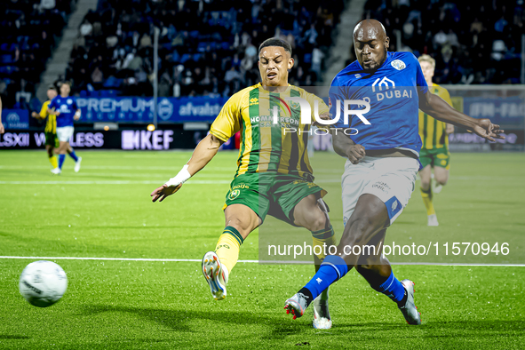 ADO Den Haag player Steven van der Sloot and FC Den Bosch player Danzell Gravenberch during the match Den Bosch vs. ADO at De Vliert for the...