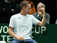 Italian Captain Filippo Volandri (ITA) during the 2024 Davis Cup Finals Group Stage Bologna match between Italy and Belgium at Unipol Arena...