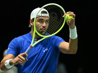 Matteo Berrettini (ITA) competes during the 2024 Davis Cup Finals Group Stage Bologna match between Italy and Belgium at Unipol Arena in Bol...