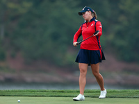 GAINESVILLE, VIRGINIA - SEPTEMBER 13: Jennifer Kupcho of the United States approaches her ball on the 9th green during Day One of the Solhei...