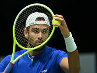 Matteo Berrettini (ITA) competes during the 2024 Davis Cup Finals Group Stage Bologna match between Italy and Belgium at Unipol Arena in Bol...