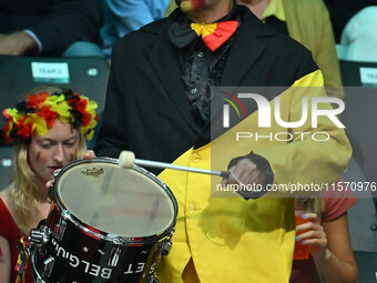 Belgium fans during the 2024 Davis Cup Finals Group Stage Bologna match between Italy and Belgium at Unipol Arena in Bologna, Italy, on Sept...