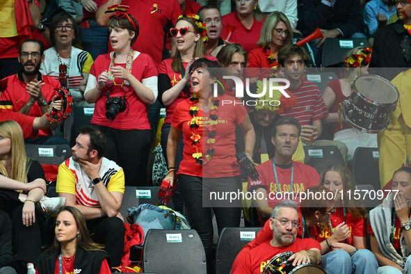 Belgium fans during the 2024 Davis Cup Finals Group Stage Bologna match between Italy and Belgium at Unipol Arena in Bologna, Italy, on Sept...