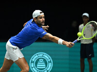 Matteo Berrettini (ITA) competes during the 2024 Davis Cup Finals Group Stage Bologna match between Italy and Belgium at Unipol Arena in Bol...