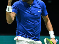 Matteo Berrettini (ITA) competes during the 2024 Davis Cup Finals Group Stage Bologna match between Italy and Belgium at Unipol Arena in Bol...