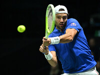 Matteo Berrettini (ITA) competes during the 2024 Davis Cup Finals Group Stage Bologna match between Italy and Belgium at Unipol Arena in Bol...