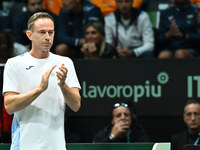 Italian Captain Filippo Volandri (ITA) during the 2024 Davis Cup Finals Group Stage Bologna match between Italy and Belgium at Unipol Arena...