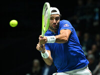 Matteo Berrettini (ITA) competes during the 2024 Davis Cup Finals Group Stage Bologna match between Italy and Belgium at Unipol Arena in Bol...