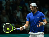 Matteo Berrettini (ITA) competes during the 2024 Davis Cup Finals Group Stage Bologna match between Italy and Belgium at Unipol Arena in Bol...