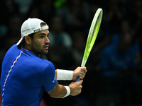 Matteo Berrettini (ITA) competes during the 2024 Davis Cup Finals Group Stage Bologna match between Italy and Belgium at Unipol Arena in Bol...