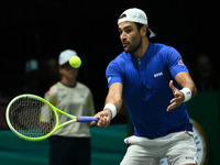 Matteo Berrettini (ITA) competes during the 2024 Davis Cup Finals Group Stage Bologna match between Italy and Belgium at Unipol Arena in Bol...