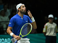 Matteo Berrettini (ITA) competes during the 2024 Davis Cup Finals Group Stage Bologna match between Italy and Belgium at Unipol Arena in Bol...