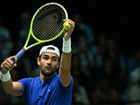 Matteo Berrettini (ITA) competes during the 2024 Davis Cup Finals Group Stage Bologna match between Italy and Belgium at Unipol Arena in Bol...