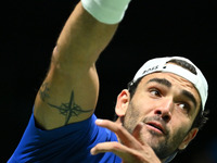 Matteo Berrettini (ITA) competes during the 2024 Davis Cup Finals Group Stage Bologna match between Italy and Belgium at Unipol Arena in Bol...