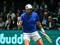 Matteo Berrettini (ITA) competes during the 2024 Davis Cup Finals Group Stage Bologna match between Italy and Belgium at Unipol Arena in Bol...